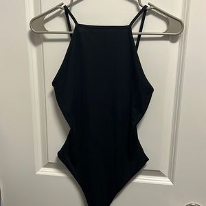 Black strappy tank body suit